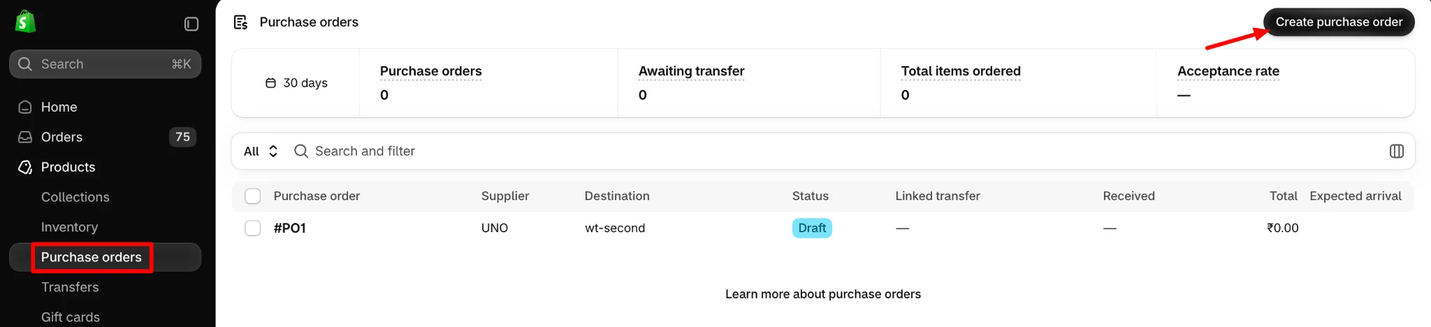 Creating purchase orders