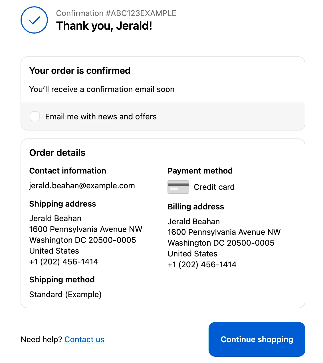 Customize thank-you page