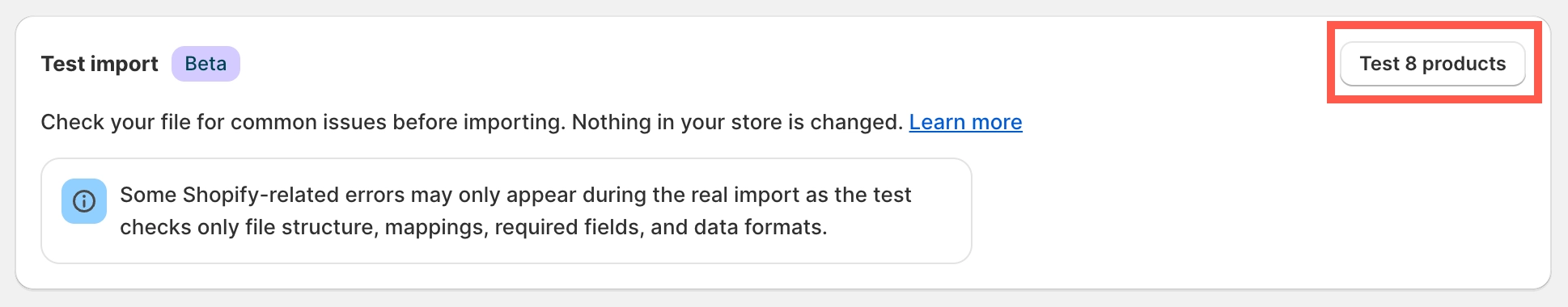 Running a test import
