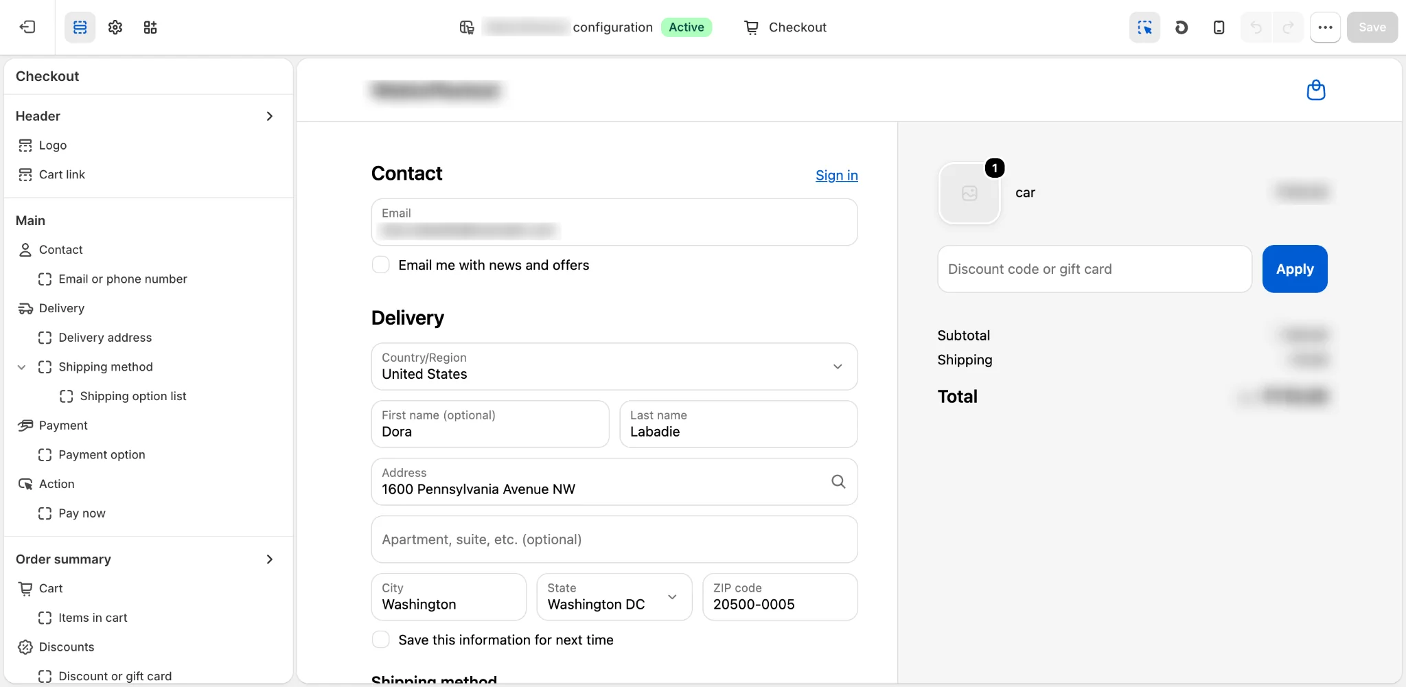 Shopify checkout editor