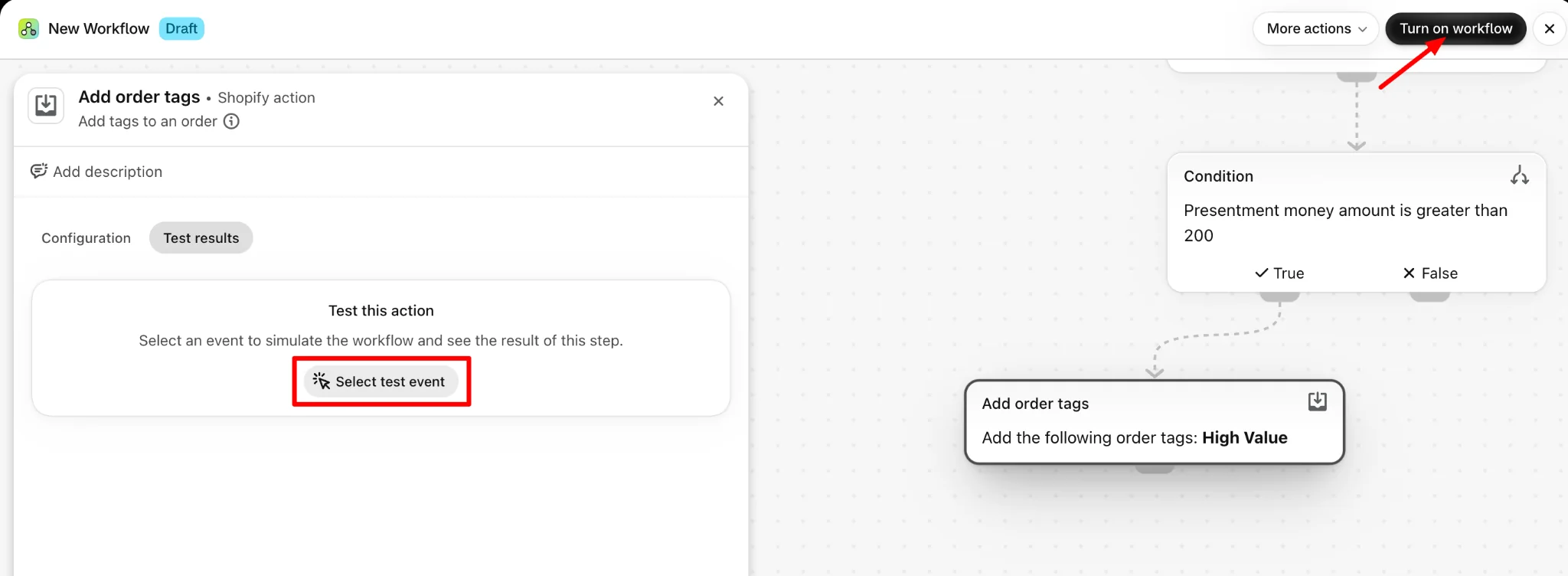 Testing and activating the workflow