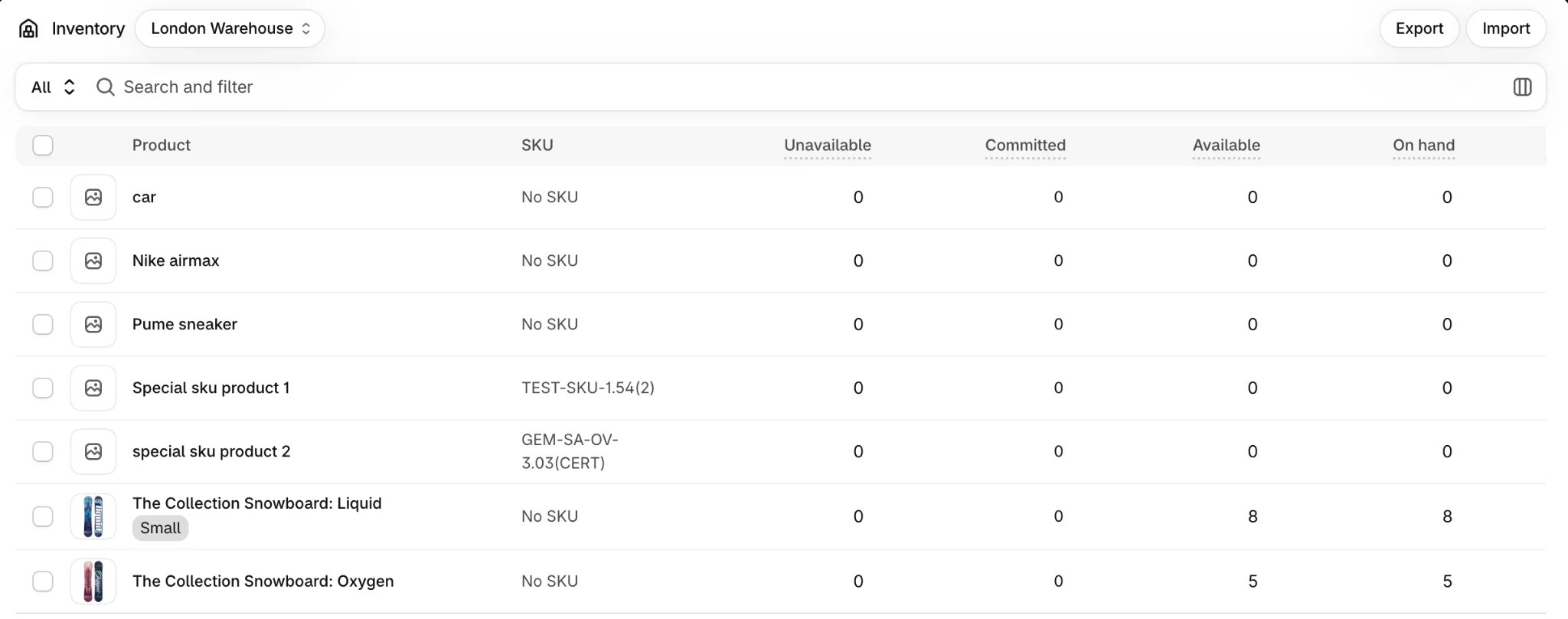 Manually updating inventory quantities